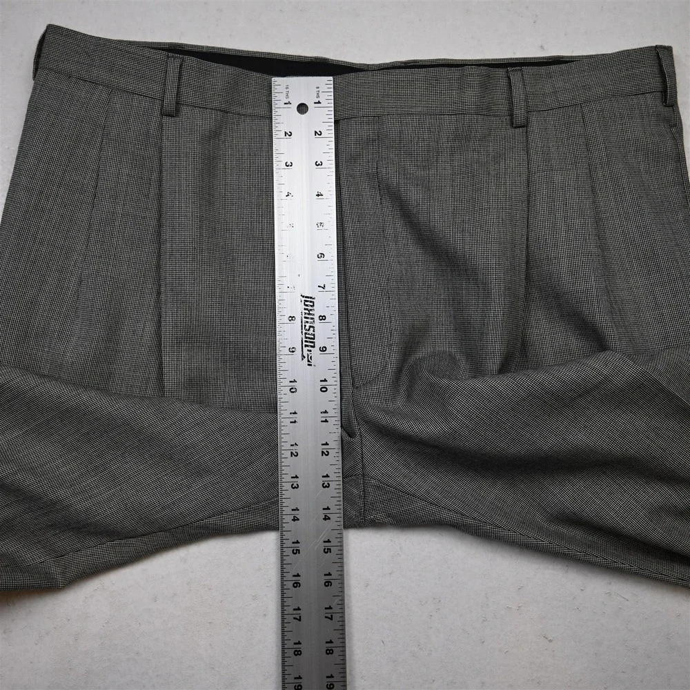 Jos A Bank 40x29 Gray Nailshead 100% Wool Pleated Executive Dress Mens Pants_5
